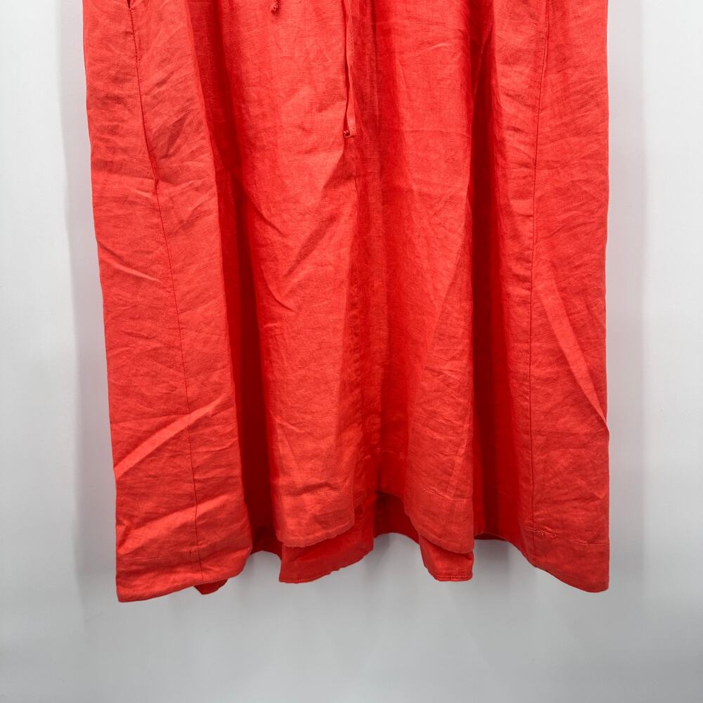 MAGASCHONI NWT Orange 100% Linen Tie Waist Midi Dress // L - Picture 8 of 11